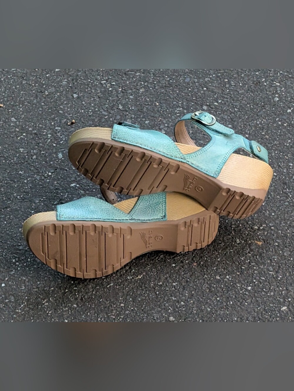 Dansko Teal Leather Open-Toe Slingback Sandals (New) - Picture 10 of 10